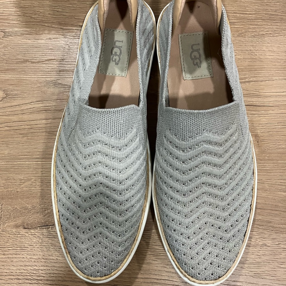 UGG Light Gray Knit Slip-On Flats
